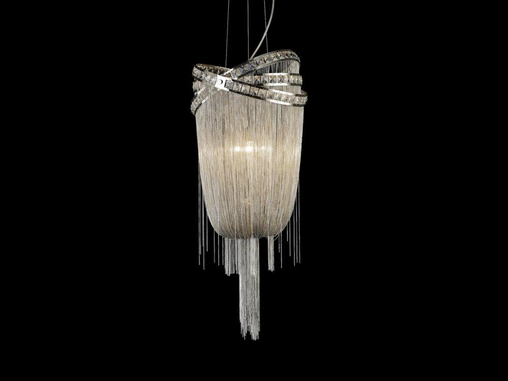 Wilshire Blvd. Nickel Finish Steel Chain Foyear Hanging Fixture