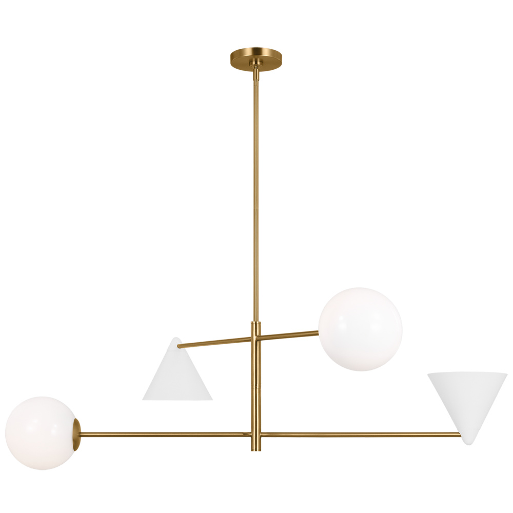 Cosmo mid-century modern 4-light indoor dimmable extra large ceiling chandelier in burnished brass g